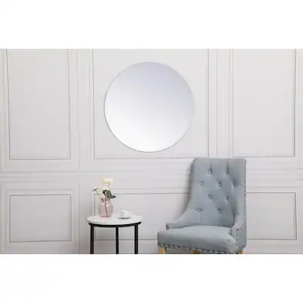 Front. Elegant Decor - Gracin Round Mirror 28 inch in Clear - Clear.