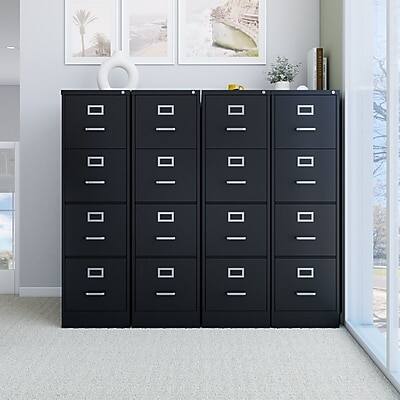 Alt View 5. Staples - 4-Drawer Vertical File Cabinet, Letter Size, Lockable, 51.97"H x 14.9"W x 26.5"D - Black.