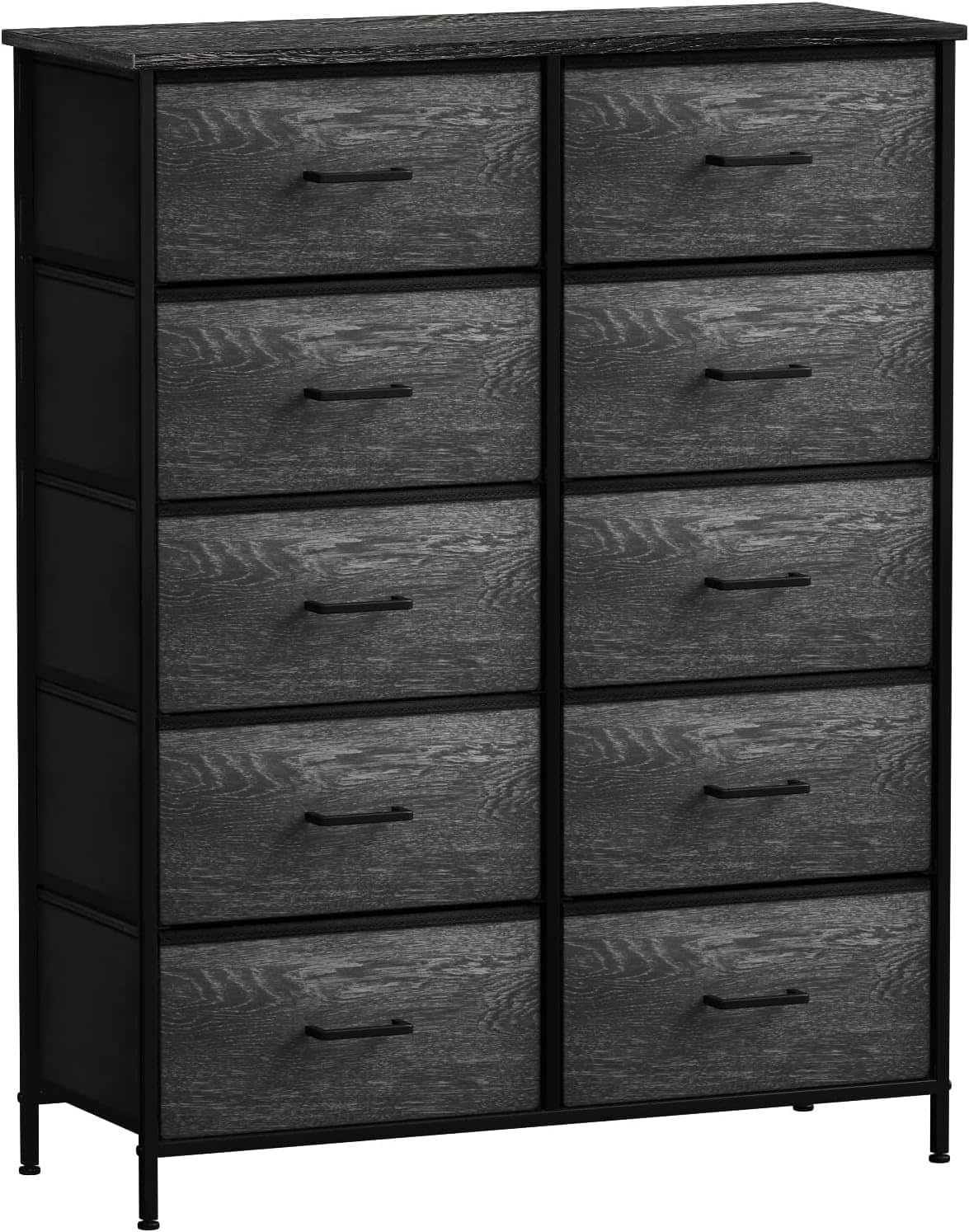 Front. Sorbus - Sorbus Dresser with 10 Drawers - Storage Unit Organizer Chest for Clothes - Bedroom, Room, Nursery, & Closet - Rustic black.