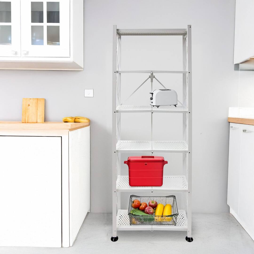 Alt View 2. Origami - Origami RB-03 6 Shelf Open Styled Home Organizational Deco Rack Bookshelf, White - White.