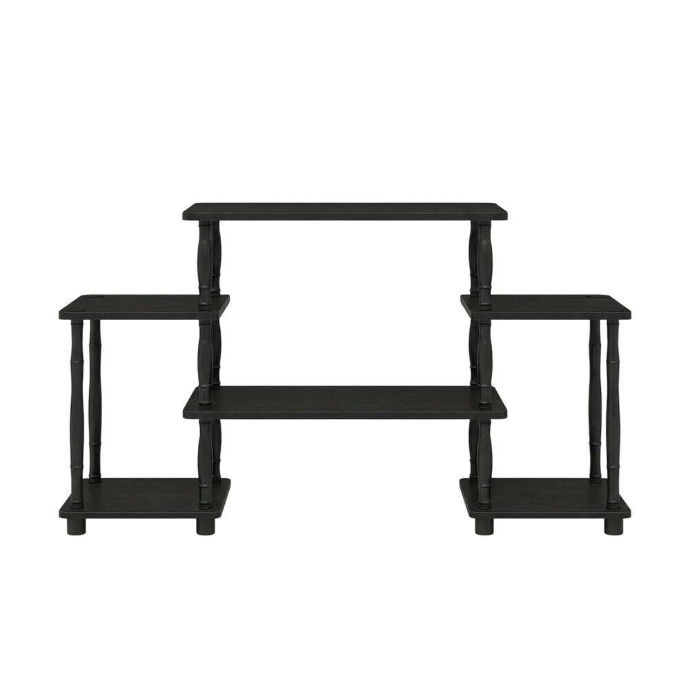 Back. FurniFact - Espresso and Black Entertainment Center with Bamboo Tubes - Espresso/Black.