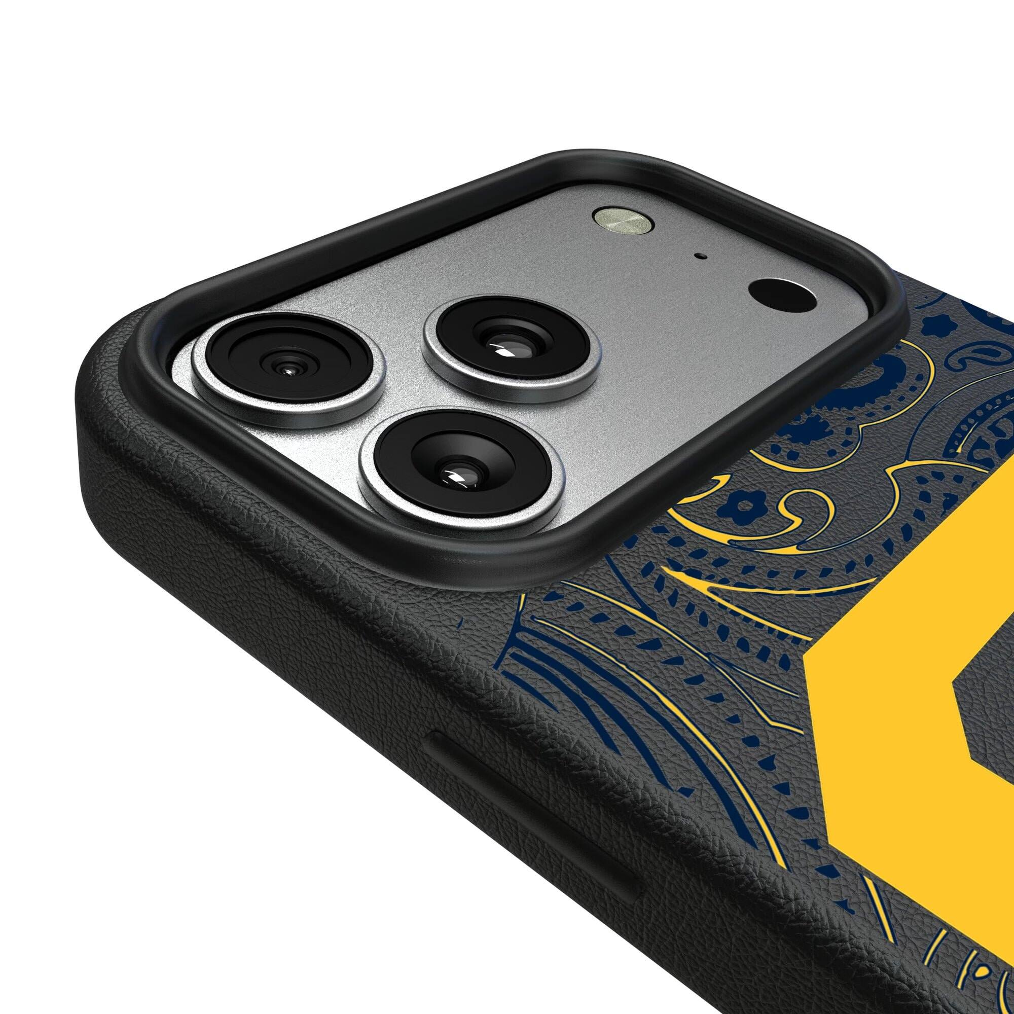 Alt View 2. Keyscaper - Cal Bears Paisley iPhone Magnetic Bump Case - 15 - Black.