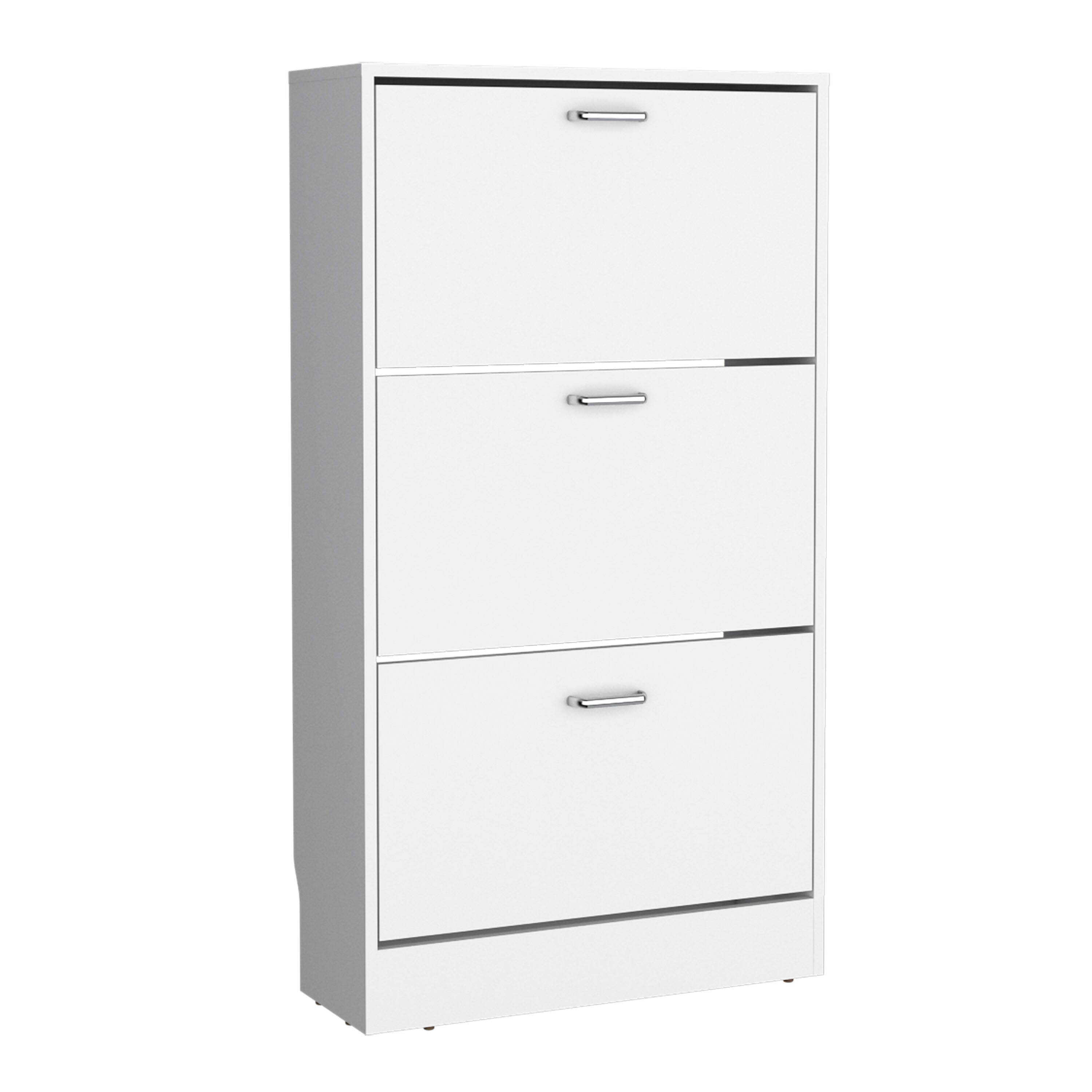 Alt View 1. TinyHomie - Shoe Rack 3 Doors 3 Shelves White - White.