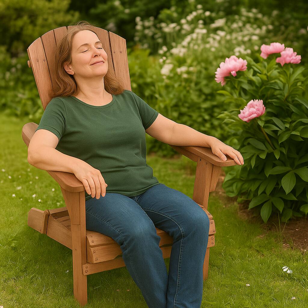 Angle. Hivvago - Folding Patio Chair with Extended Backrest and Wide Arm Support - Brown.