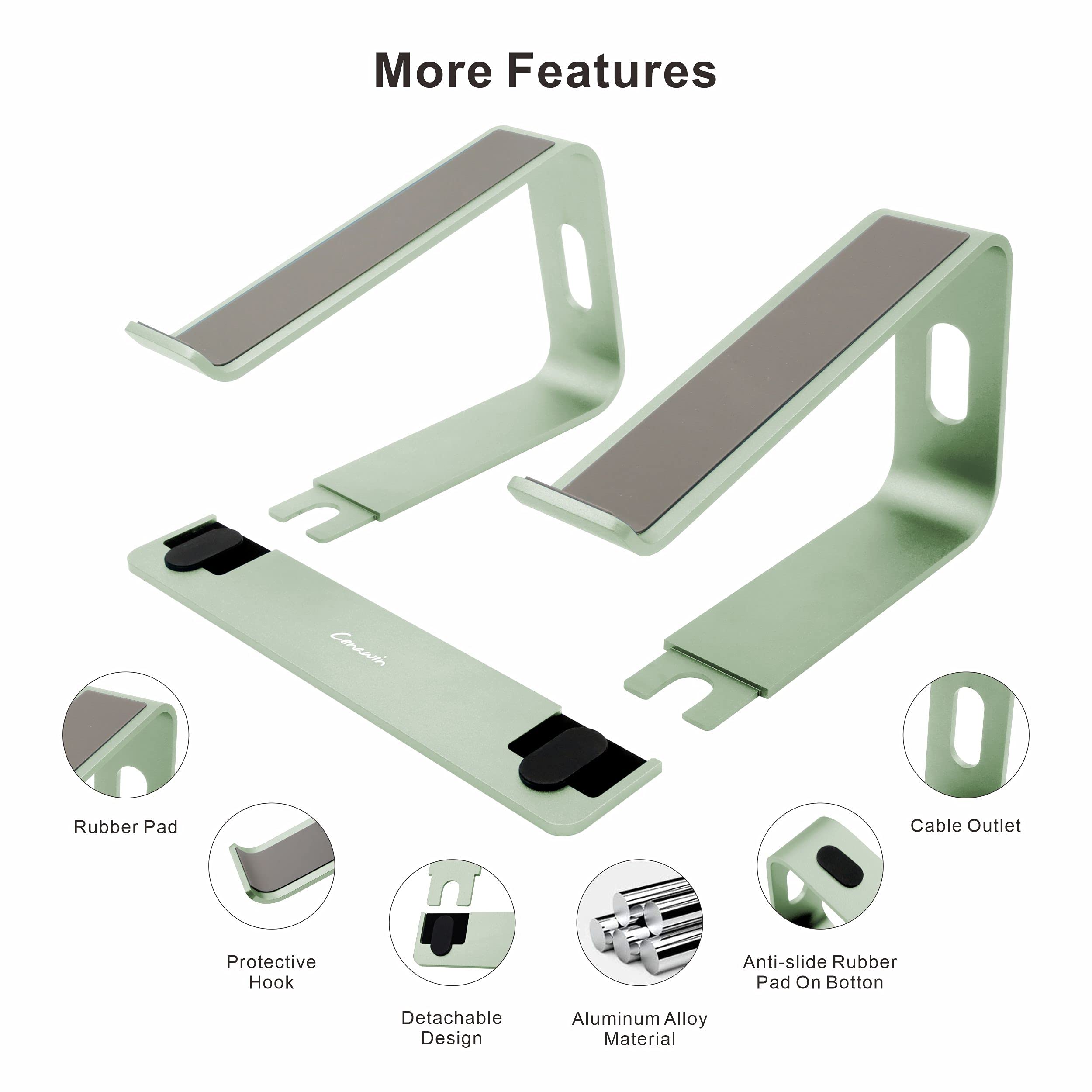 More Features  
- Rubber Pad  
- Cable Outlet  
- Protective Hook  
- Anti-slide Rubber Pad On Bottom  
- Detachable Design  
- Aluminum Alloy Material