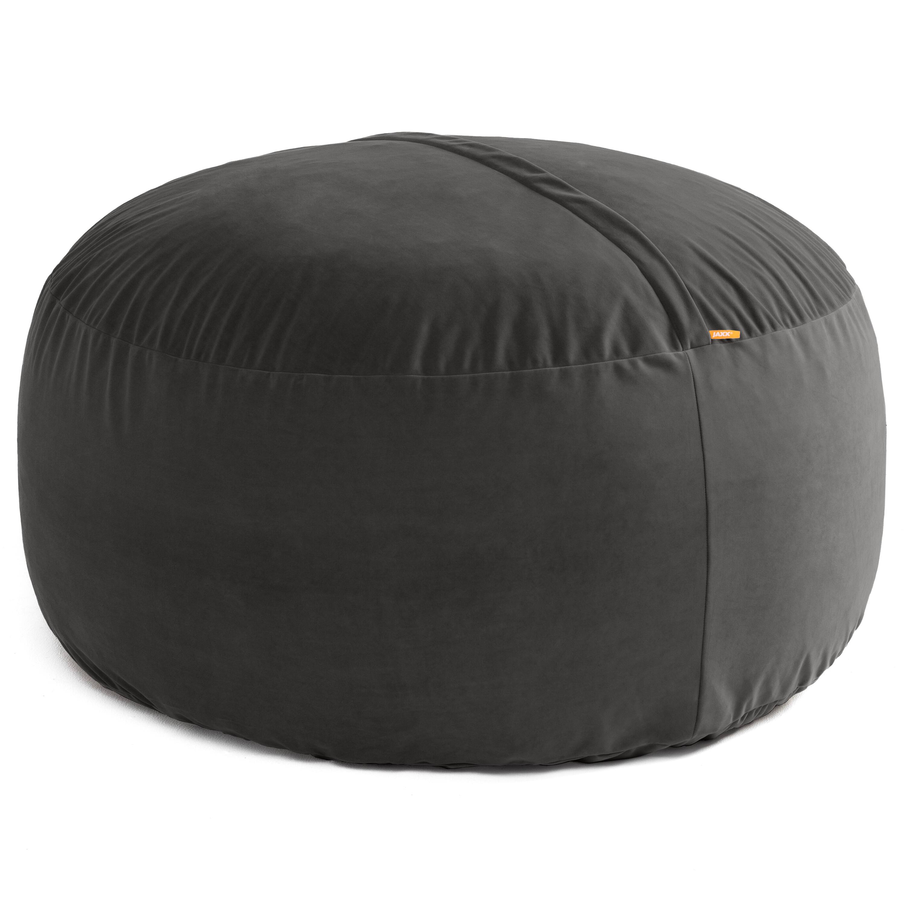 Front. Jaxx - Jaxx 5 Foot Saxx - Large Round Bean Bag Chair for Adults - Lush Velvet Black - Lush Velvet Black.
