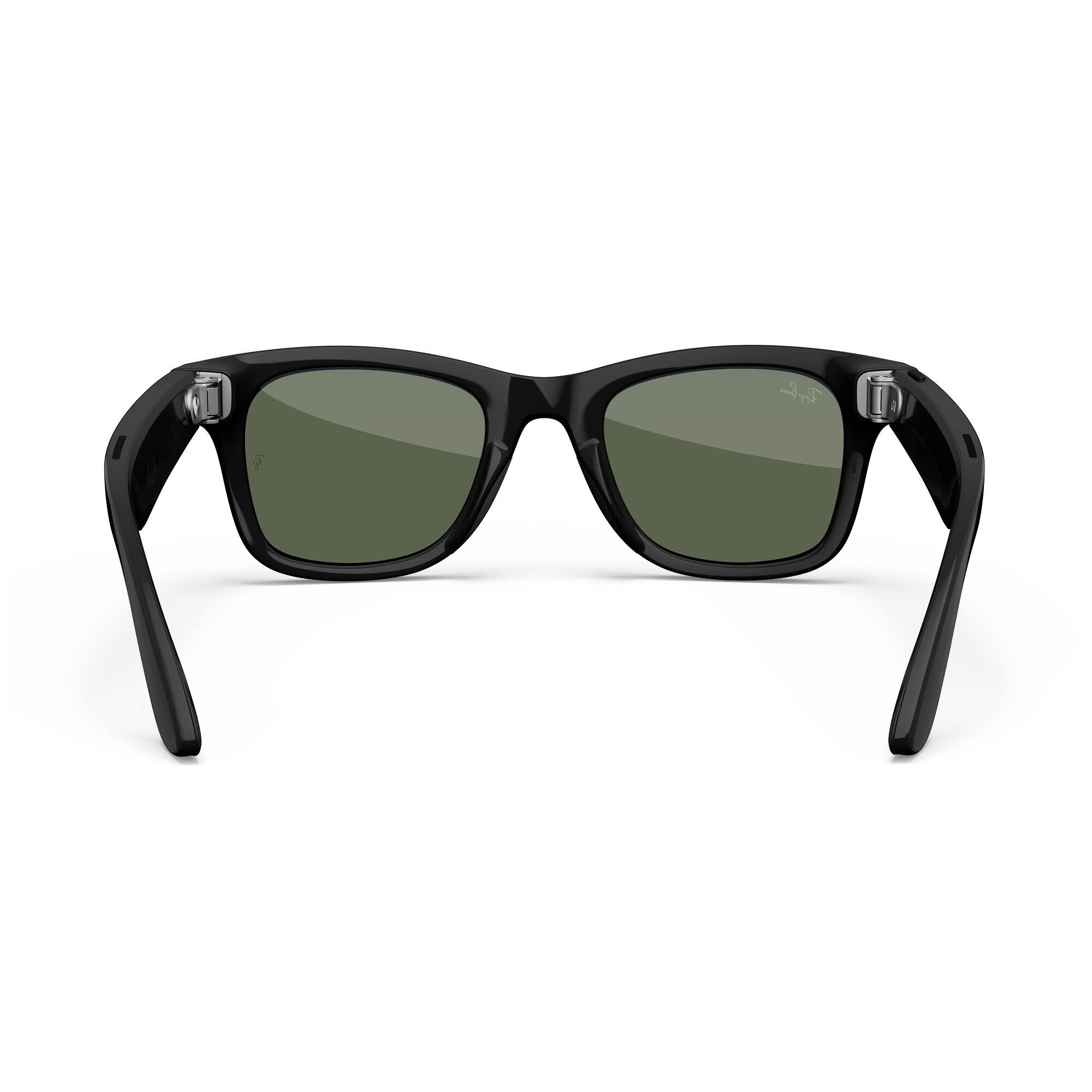 Alt View 8. Ray-Ban Meta - Wayfarer Large (Gen 1) glasses with Meta AI, Audio, Photo, Video Compatibility - Green Lenses - Shiny Black.