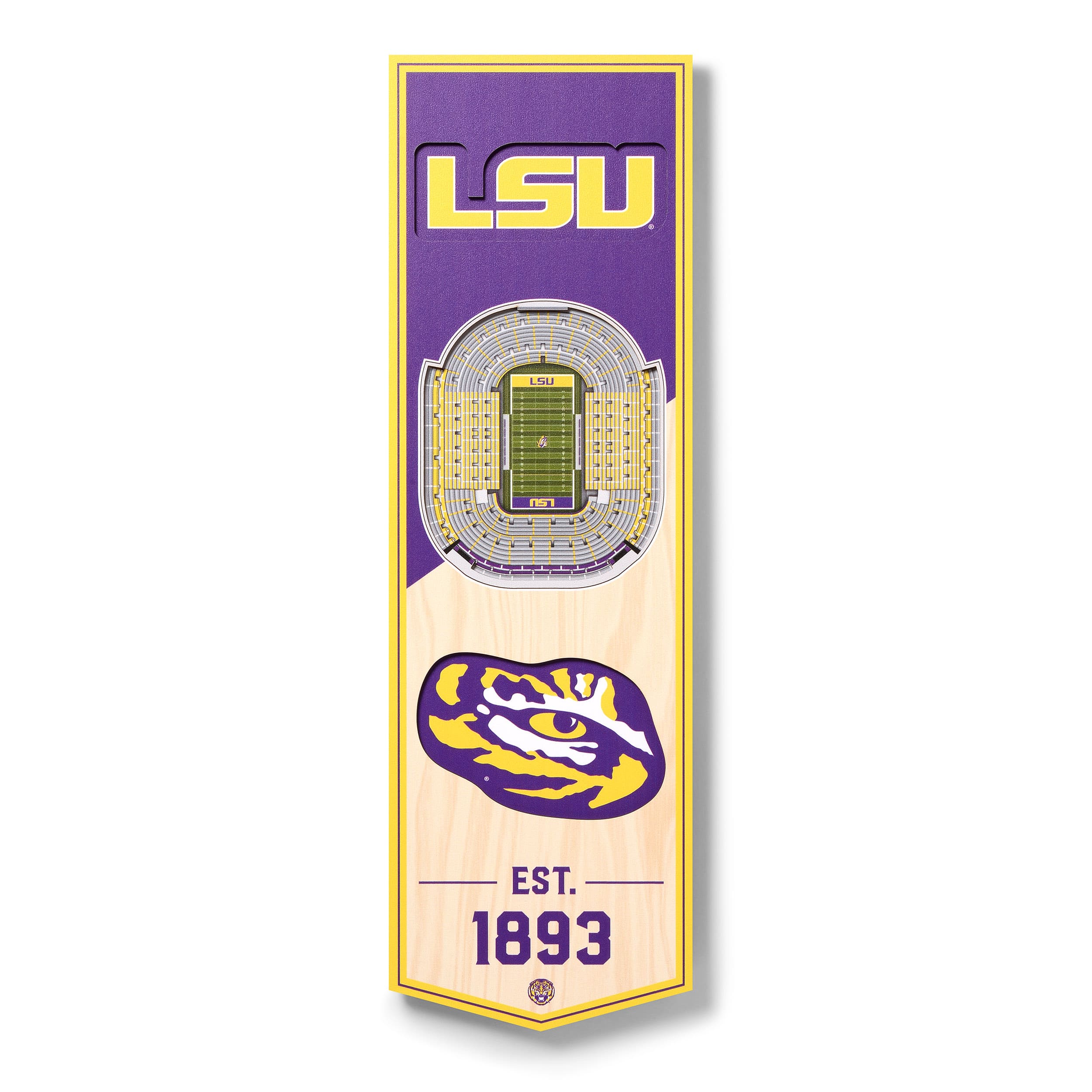 YouTheFan - LSU Tigers 6'' x 19'' 3D StadiumView Banner - Multicolor price history on PriceWatchPro