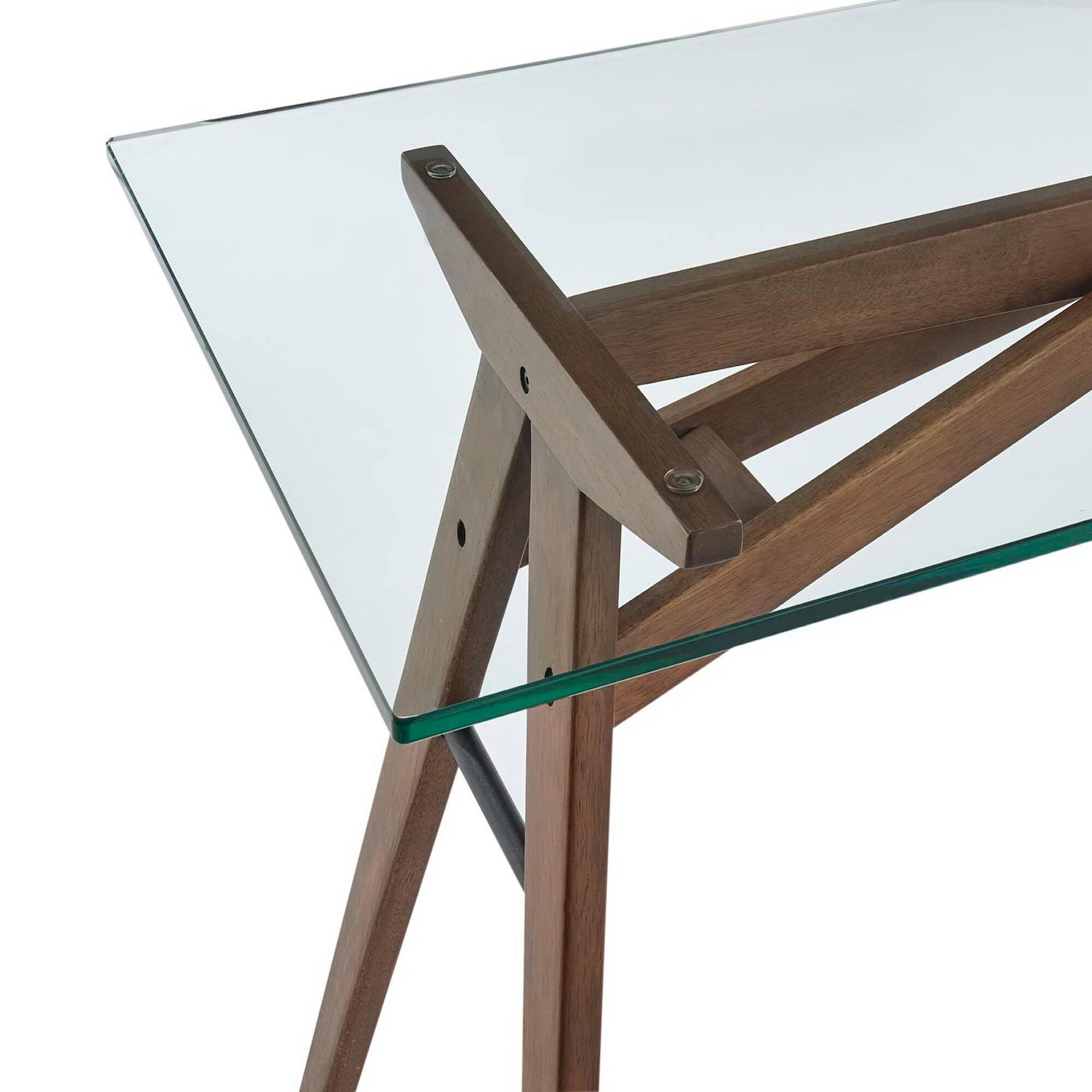 Alt View 5. Modway - Steadfast Glass Top Office Desk by Modway - Walnut.
