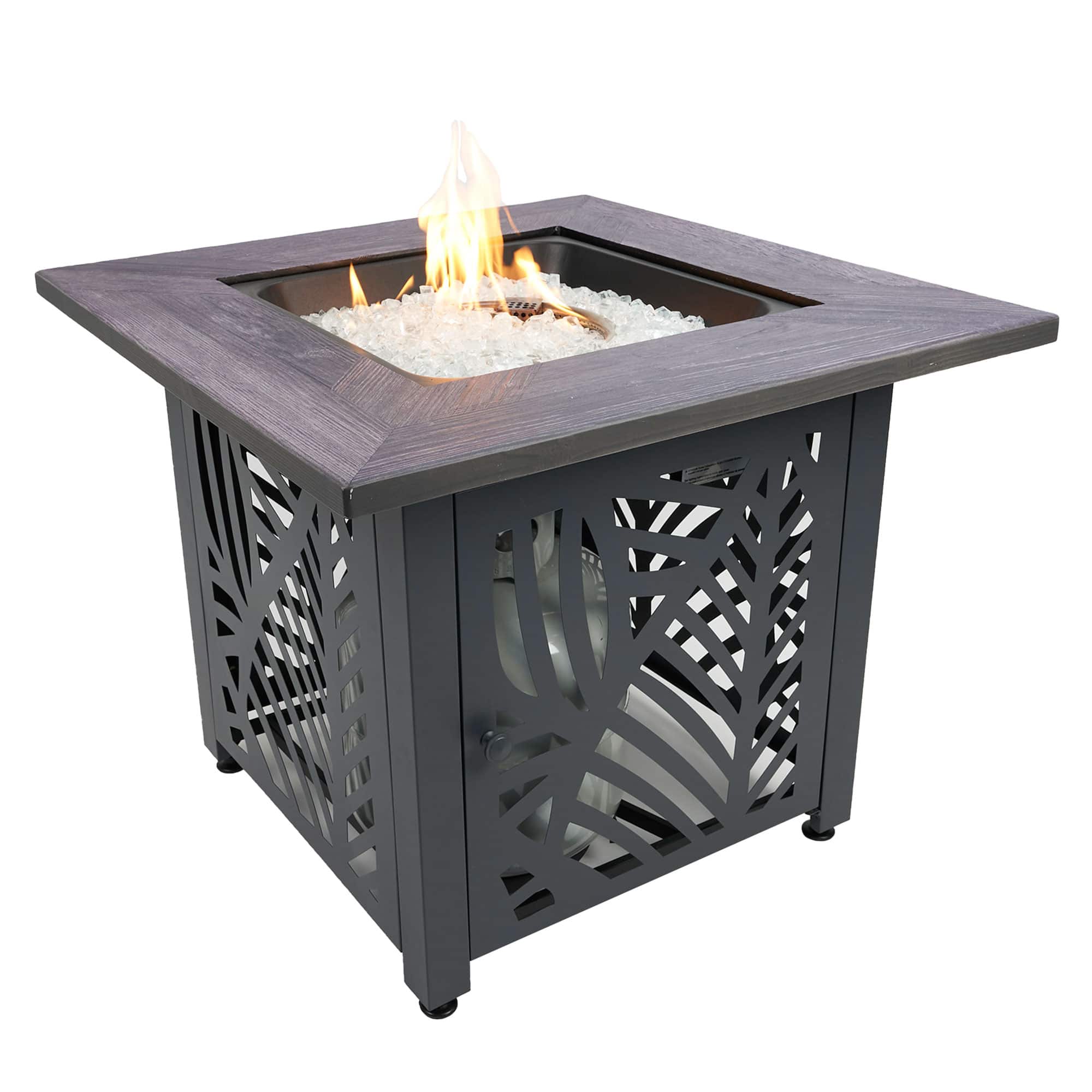Endless Summer - Lindsey 30 Inch Square Outdoor UV Printed LP Gas Fire Pit Table - Black