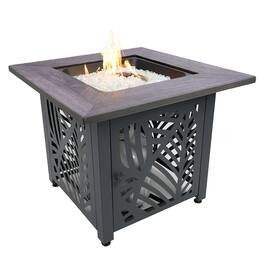 Endless Summer - Lindsey 30 Inch Square Outdoor UV Printed LP Gas Fire Pit Table - Black