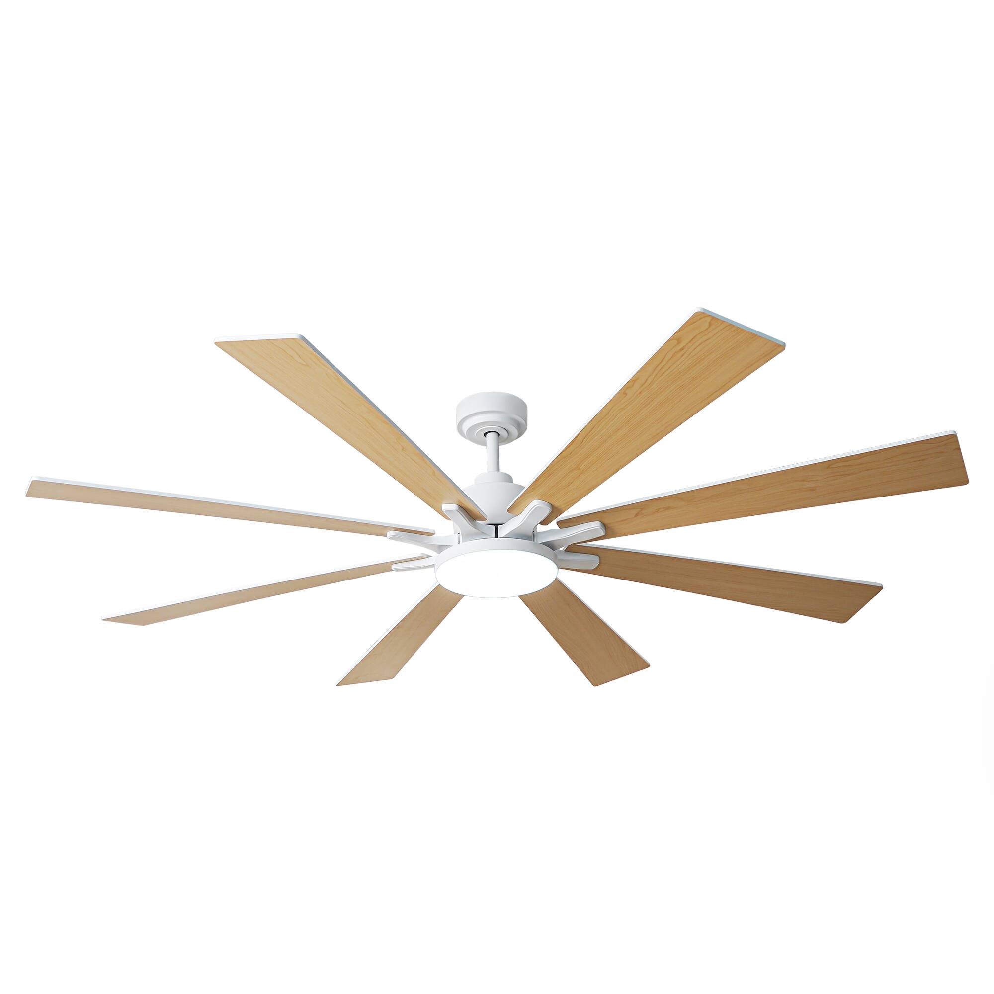 Alt View 7. Vaczon - 72" Modern Industrial Large Smart Ceiling Fan with Light and APP Control, Dual Color Blades, DC Motor - White.