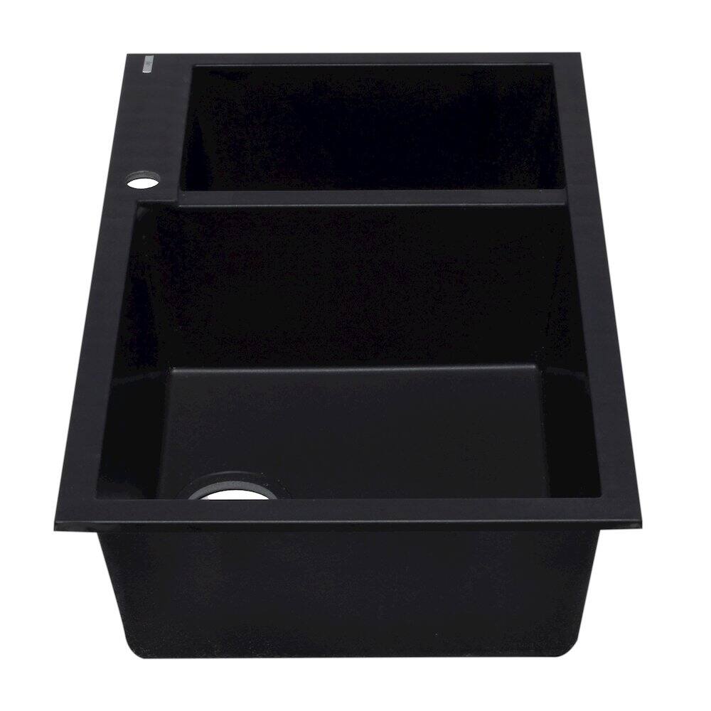 Alt View 4. Alfi - ALFI brand Black 34 Double Bowl Drop In Granite Composite Kitchen Sink - Black.