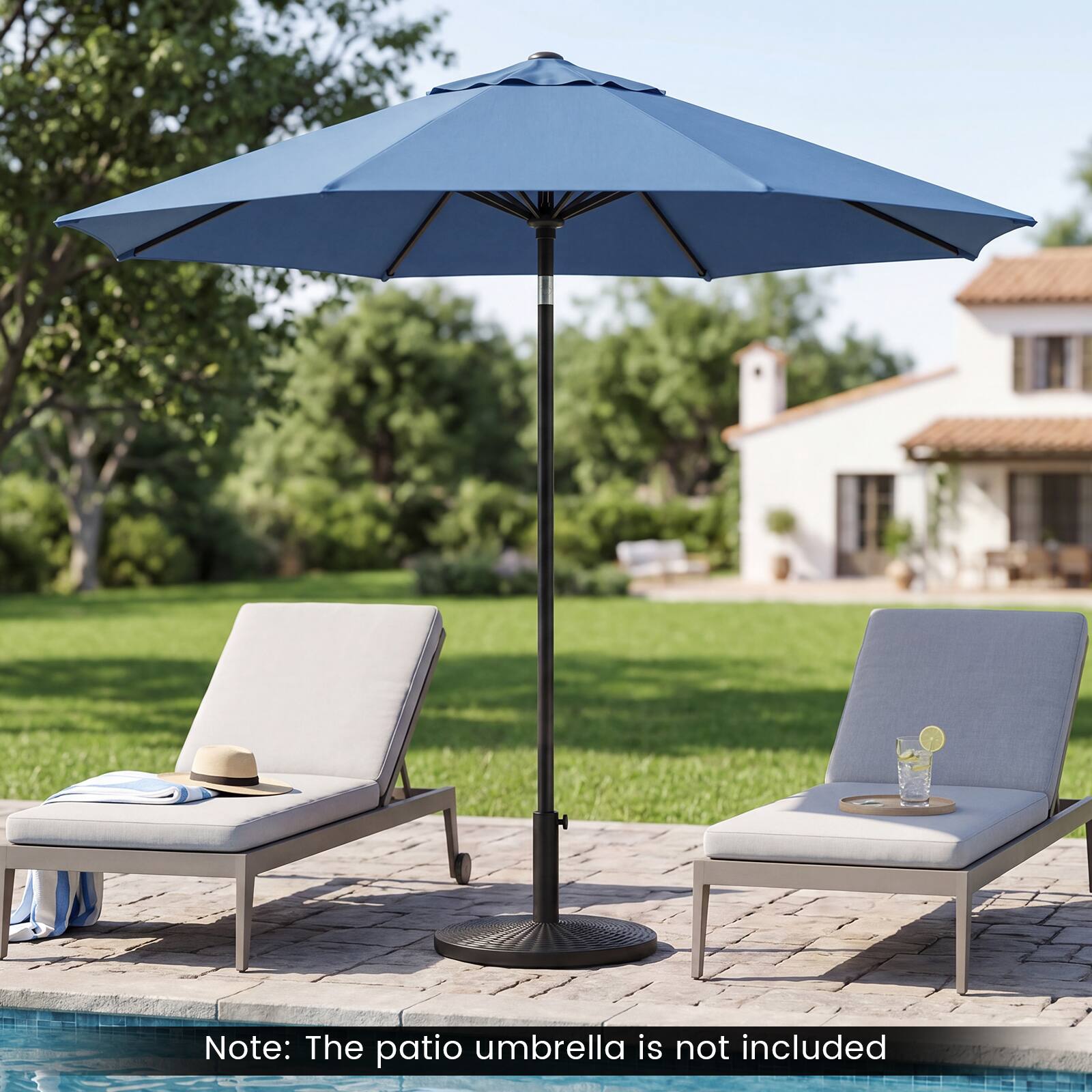Note: The patio umbrella is not included