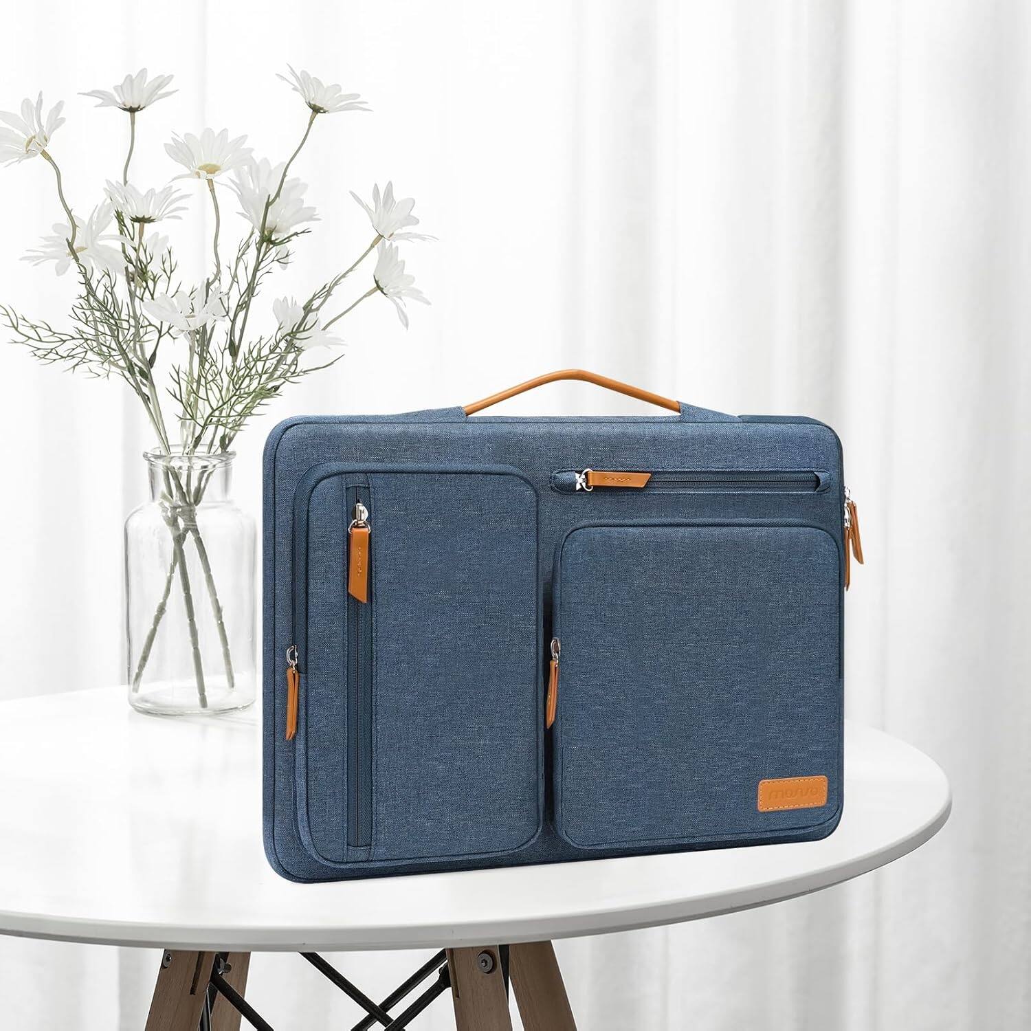 Alt View 3. mosiso - 360 Protective Laptop Handbag Sleeve 15 inch for MacBook Air 15 M4 M3 M2 / Pro 15 Dell XPS Plus - Haze Blue.