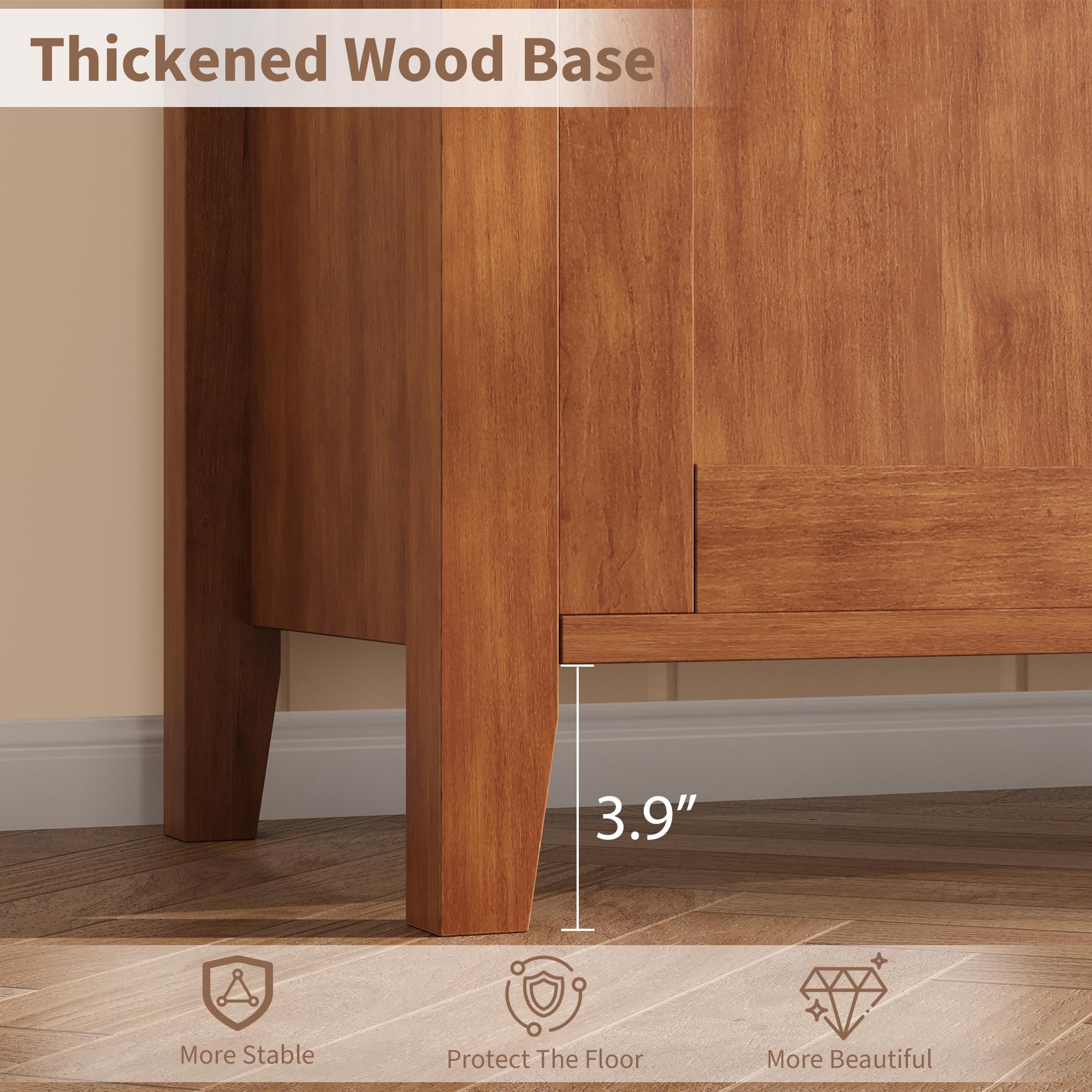 Thickened Wood Base

3.9"

More Stable
Protect The Floor
More Beautiful