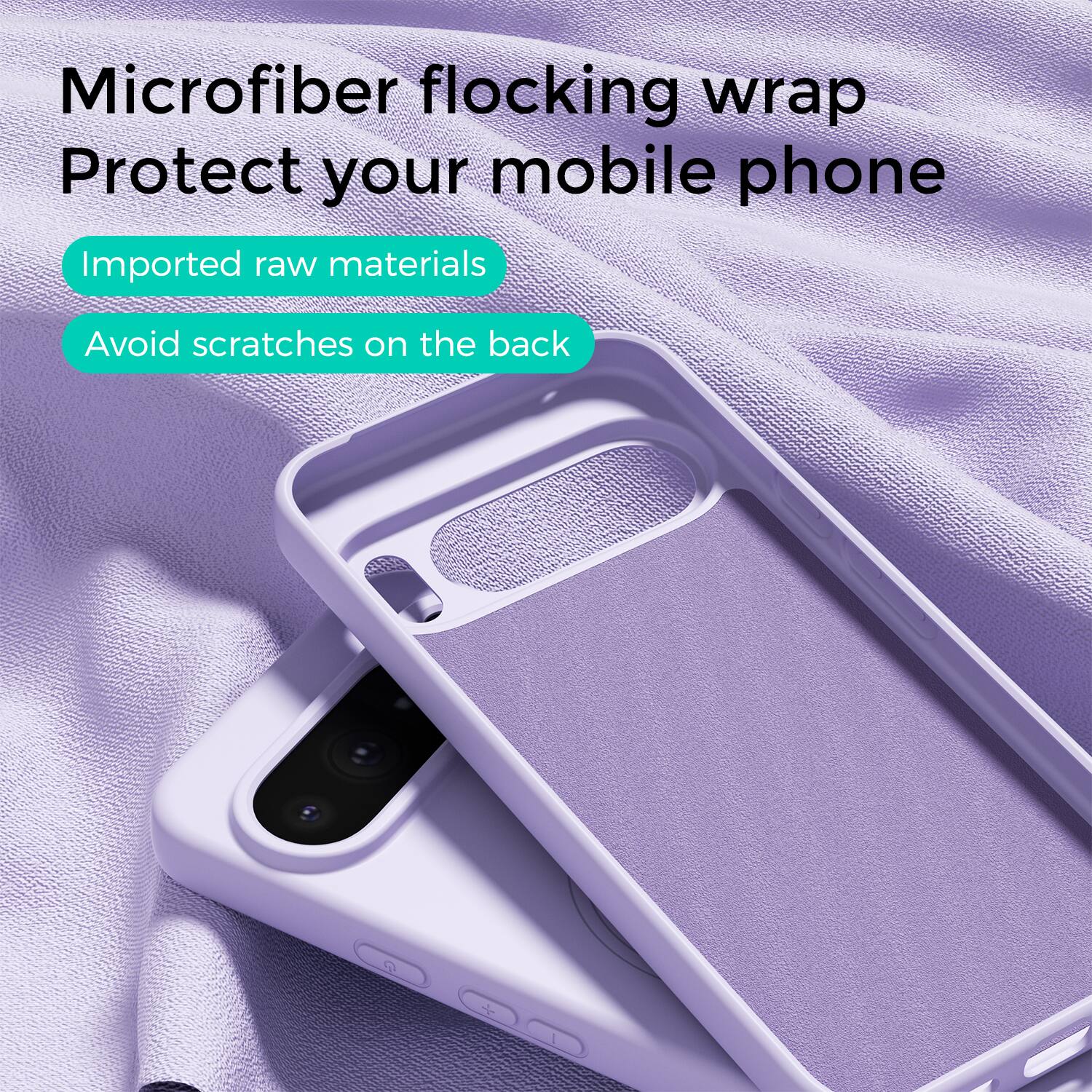 Microfiber flocking wrap  
Protect your mobile phone  

Imported raw materials  
Avoid scratches on the back