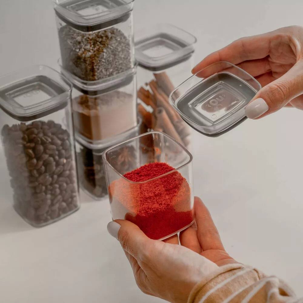 Alt View 8. OU - OU Airtight Food Storage Container 8pc (set of 4) Stackable Plastic Container with Leak Proof Lid - Clear.