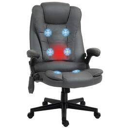 Homcom - 6 Point Vibrating Massage Office Chair with Heat, Microfiber High Back Executive Chair with Reclining Backrest - Dark Gray