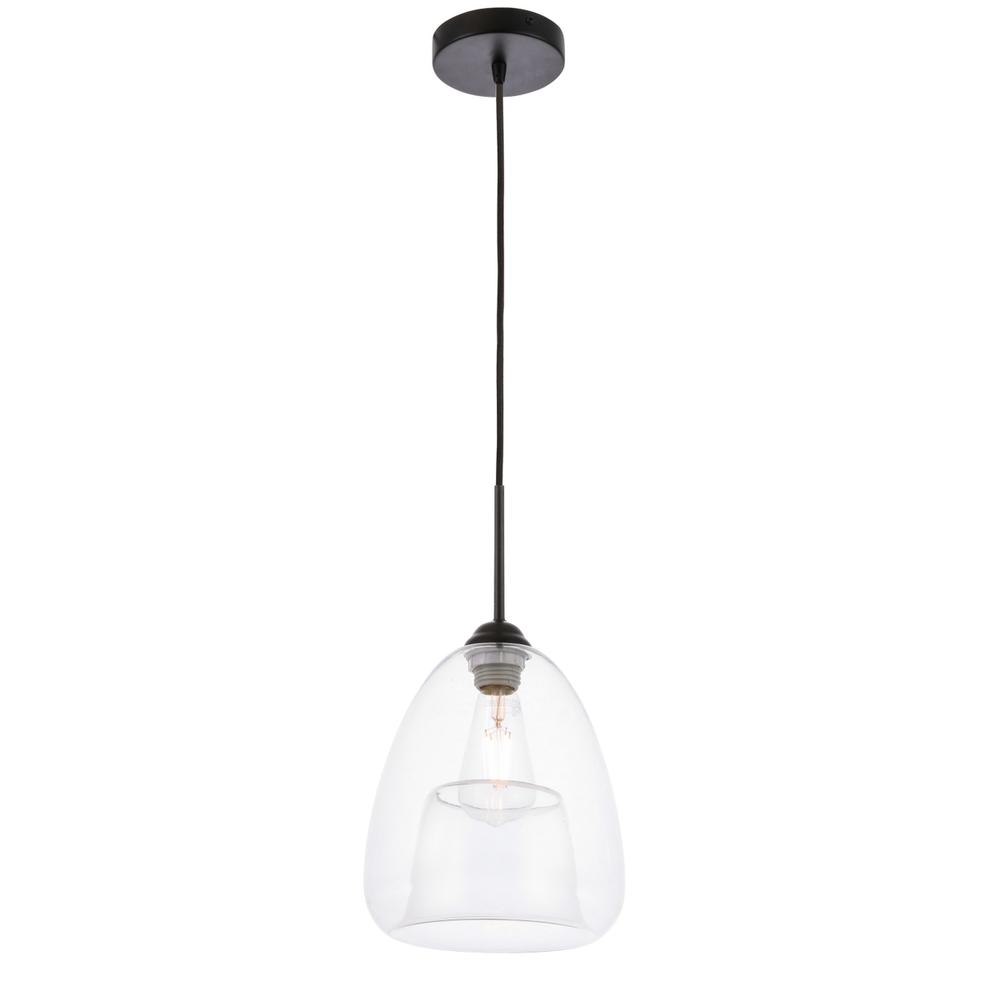 Alt View 9. Living District - Kason 1 light Black and Clear glass pendant - Black And Clear Glass.