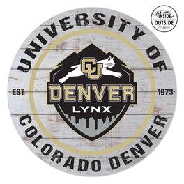 Jardine - CU Denver Lynx 20'' x 20'' Indoor/Outdoor Weathered Circle Sign - White