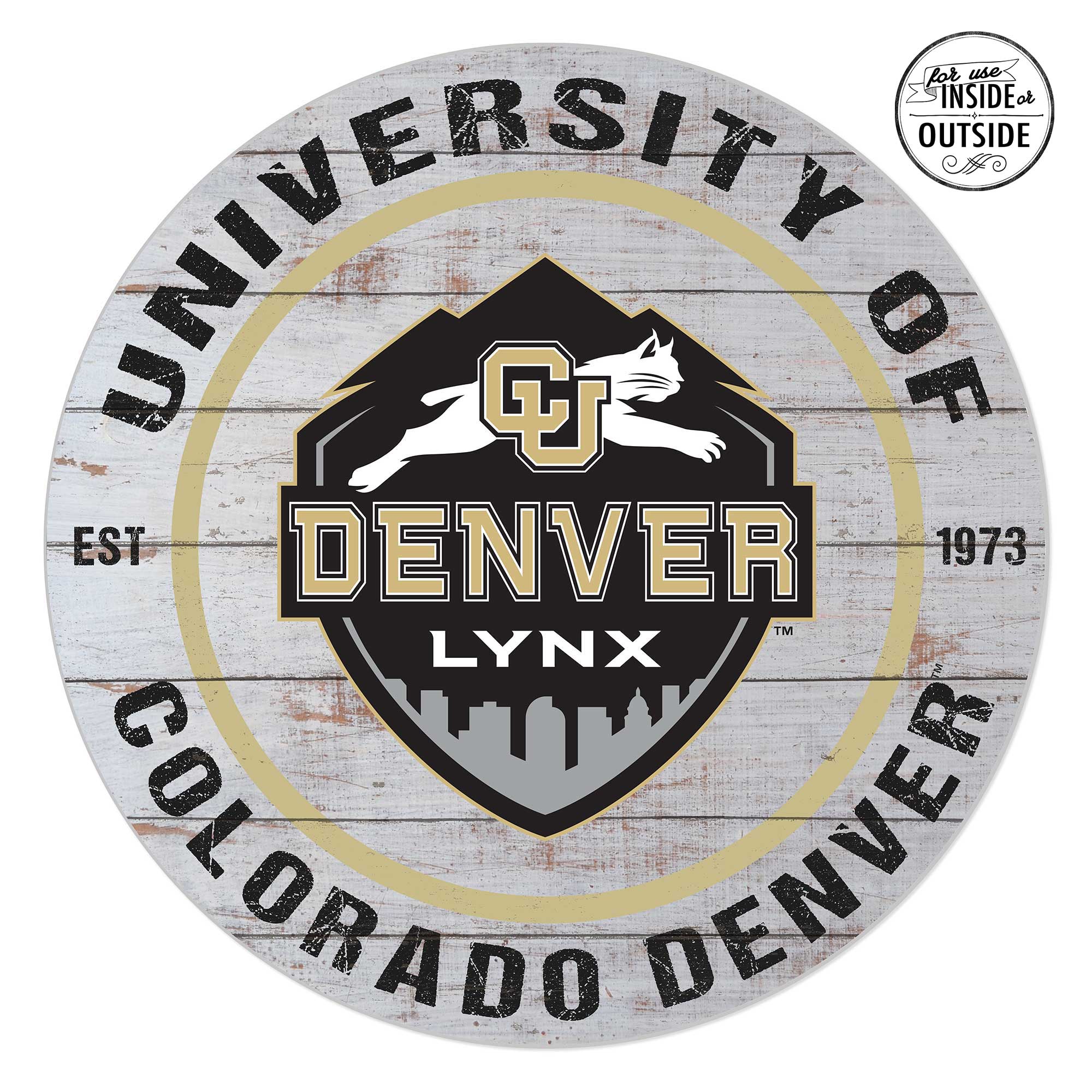 CU Denver Lynx 20'' x 20'' Indoor/Outdoor Weathered Circle Sign