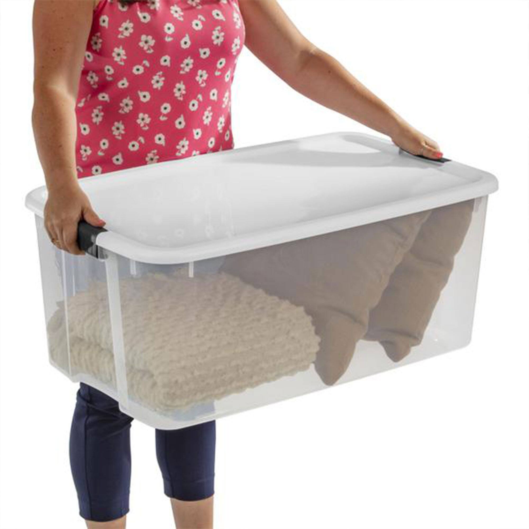 Alt View 4. Sterilite - Sterilite 116 Quart Clear Stackable Latching Storage Box Containers, 4 Pack - Clear.