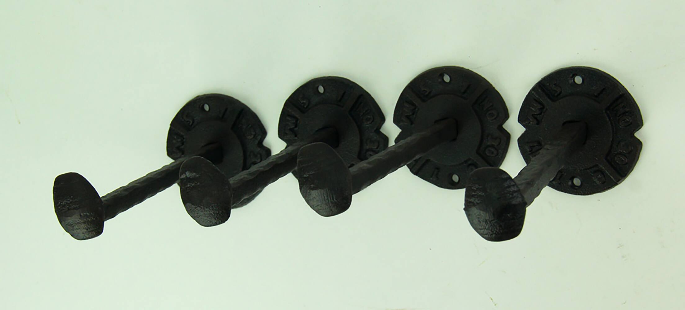 Alt View 1. De Leon Collections - Rustic Cast Iron Antique Nail Wall Hook Set of 4 - Black.
