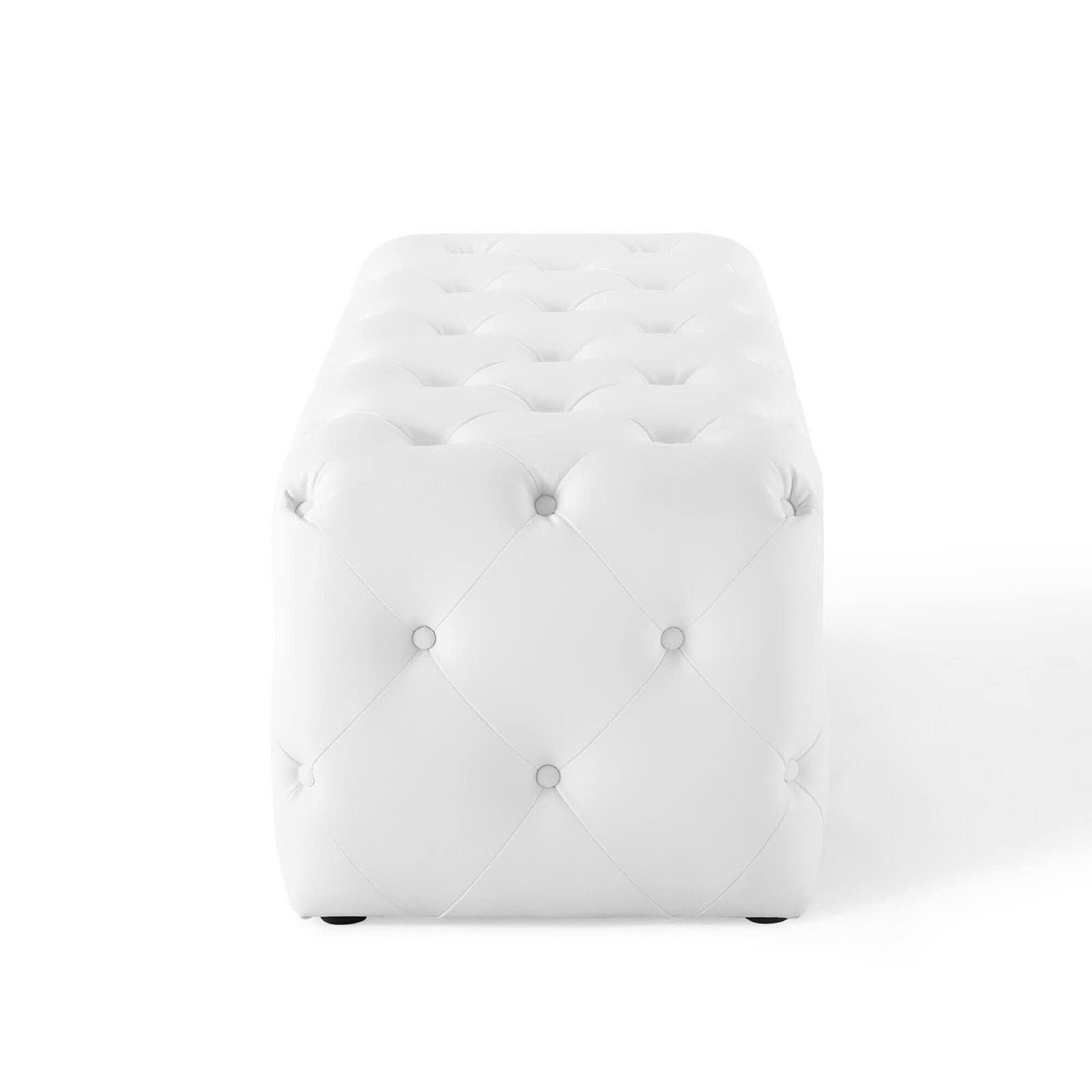 Angle. Modway - Amour 48" Tufted Button Entryway Faux Leather Bench by Modway - White.