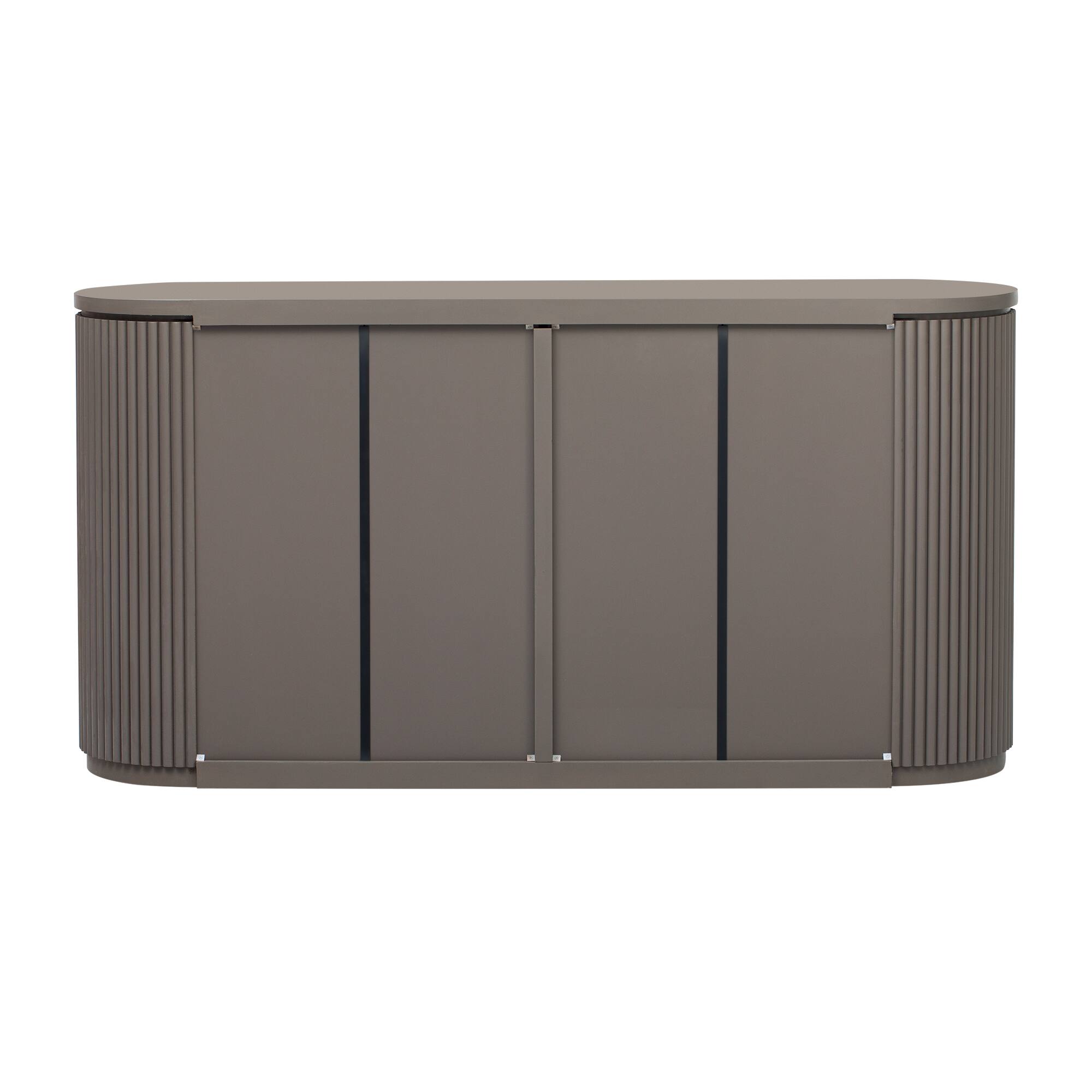Alt View 9. TinyHomie - Vertical Striped Door Storage Cabinet with Metal Handles Adjustable Suitable for Study Entryway and Living Room - Brown.