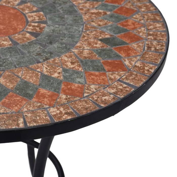 Angle. Hivvago - Round Outdoor Patio Bistro Table Grey/Orange Mosaic Tiles and Metal Frame - Grey/Orange.