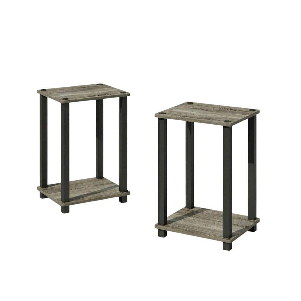 FurniFact - French Oak and Black Nightstand Set with Wooden Finish - French Oak/Black