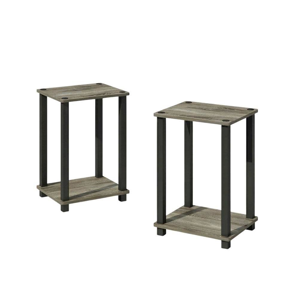 Front. FurniFact - French Oak and Black Nightstand Set with Wooden Finish - French Oak/Black.