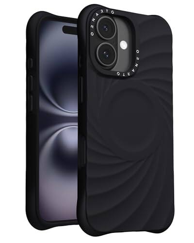 Alt View 1. Ornarto - ORNARTO Vortuxe for iPhone 16 Case 6.1" and for AirPods Pro 2 Case in Black - Black.