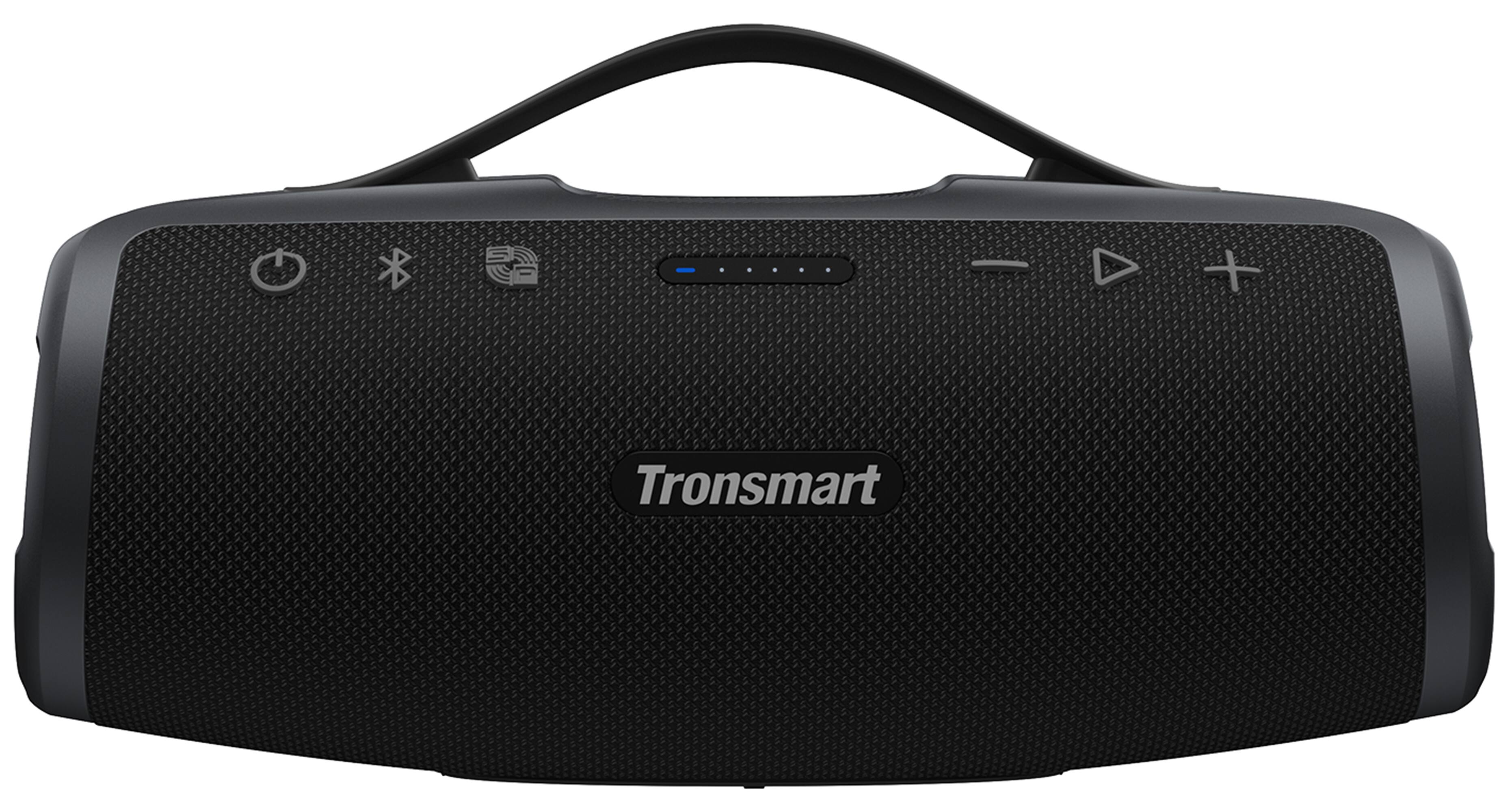Angle. Tronsmart - Mirtune S100 Portable Bluetooth Outdoor Speaker, Powerful 50W Sound and Enhanced Bass, 20H Playtime, IPX7 Waterproof - Black.