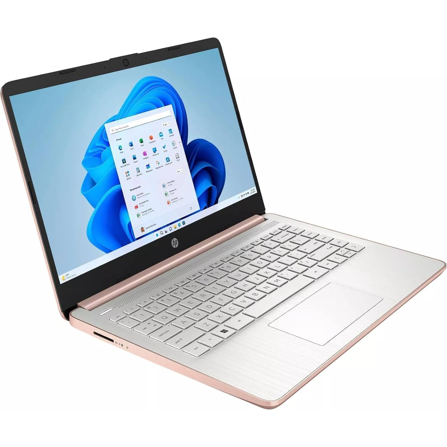 Alt View 1. HP - HP 14" HD Laptop - Intel Celeron N4120 - 8GB RAM 128GB eMMC - Windows 11 Pro w/ 1-Year Microsoft 365 - Rose Gold - Rose Gold.