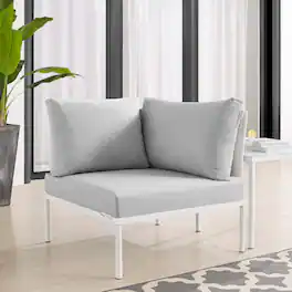 Harmony Sunbrella® Outdoor All Mesh Corner Chair by Modway - White Gray