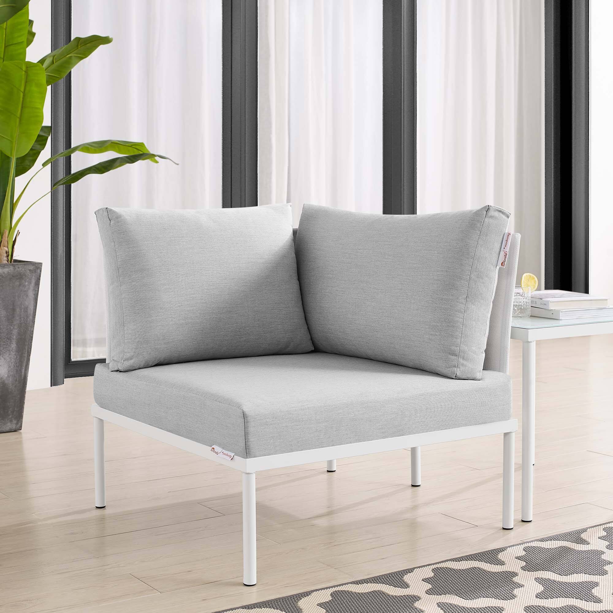 Front. Modway - Harmony Sunbrella® Outdoor All Mesh Corner Chair by Modway - White Gray.