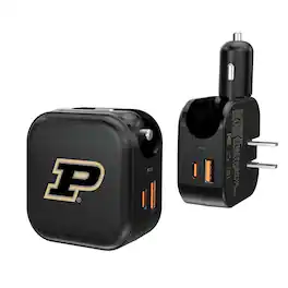 Keyscaper - Purdue Boilermakers 2-in-1 USB A/C Charger - Black
