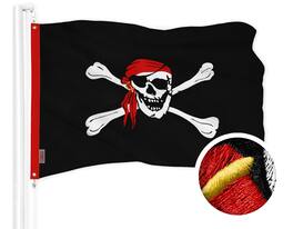 G128 - Pirate Jolly Roger Head Scarf Flag, 16 x 24 in, Embroidered 210D Polyester, Brass Grommets - Assorted Colors