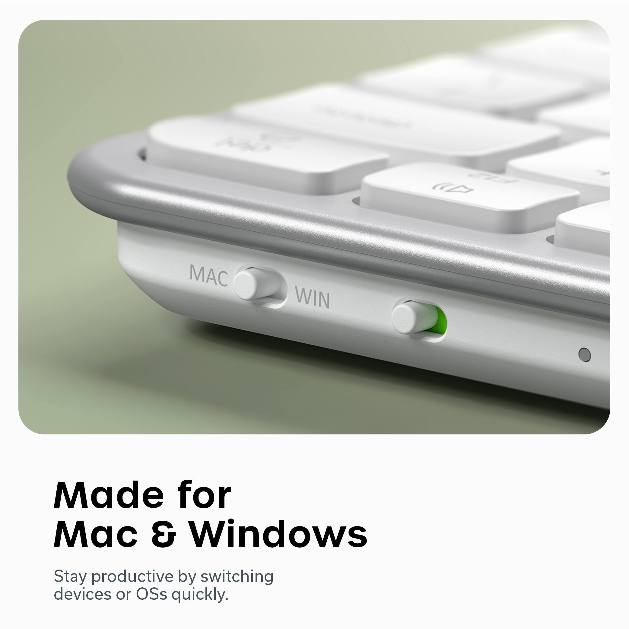 Made for Mac & Windows  
Stay productive by switching devices or OSs quickly.