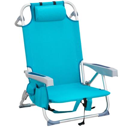 Front. Winado - 32in Backpack Beach Camping Chair Folding Heavy Duty, Aluminum Comfortable Adjustable Back with Cup Holder for Outdoor - Mint Green.