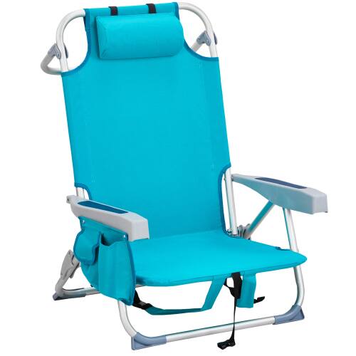 Front. Winado - 32in Backpack Beach Camping Chair Folding Heavy Duty, Aluminum Comfortable Adjustable Back with Cup Holder for Outdoor - Mint Green.