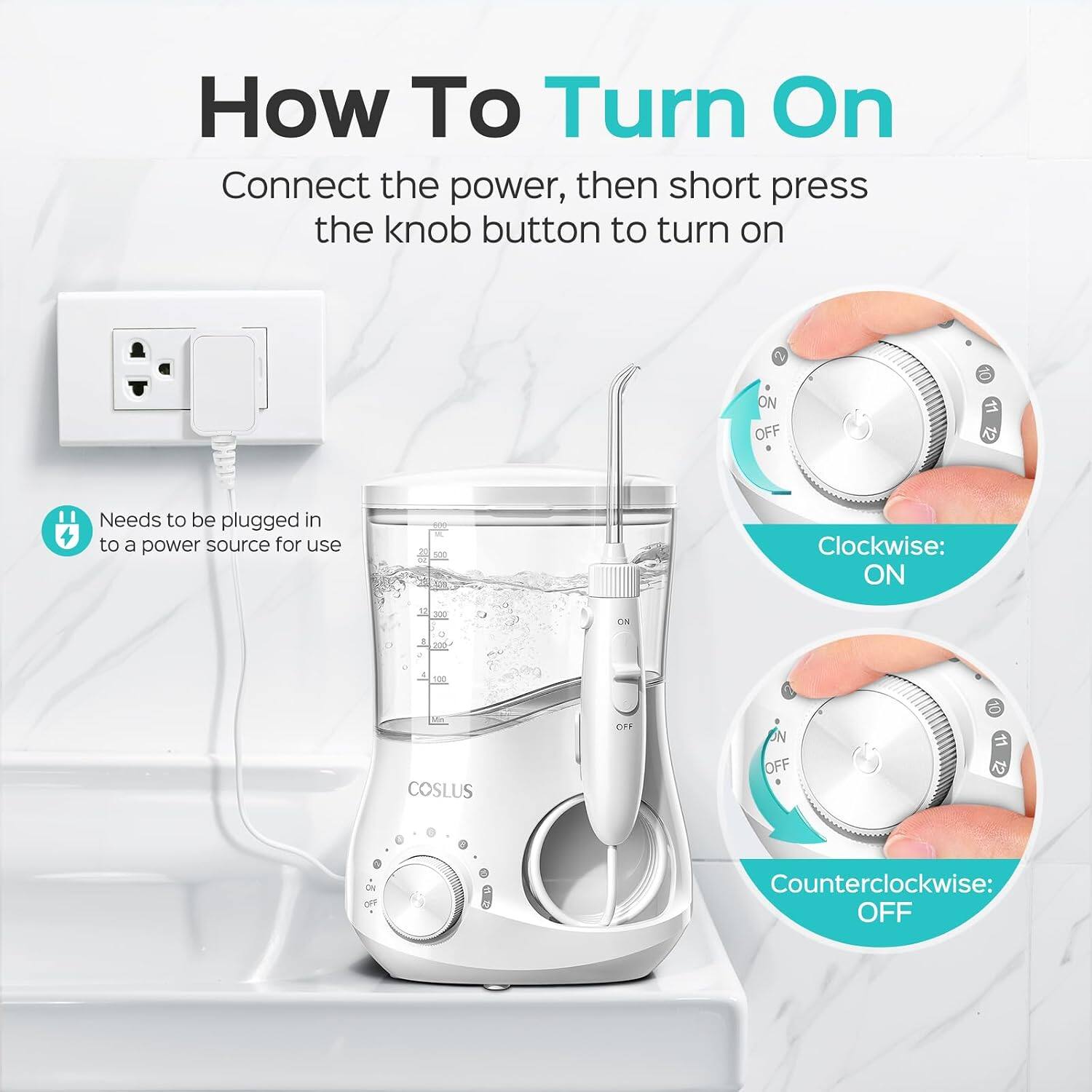 How To Turn On

Connect the power, then short press the knob button to turn on

Needs to be plugged in to a power source for use

Clockwise: ON

Counterclockwise: OFF