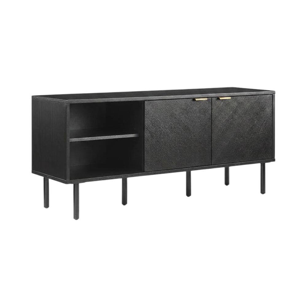Front. Crosley Furniture - Brody Record Storage Sideboard - Black.