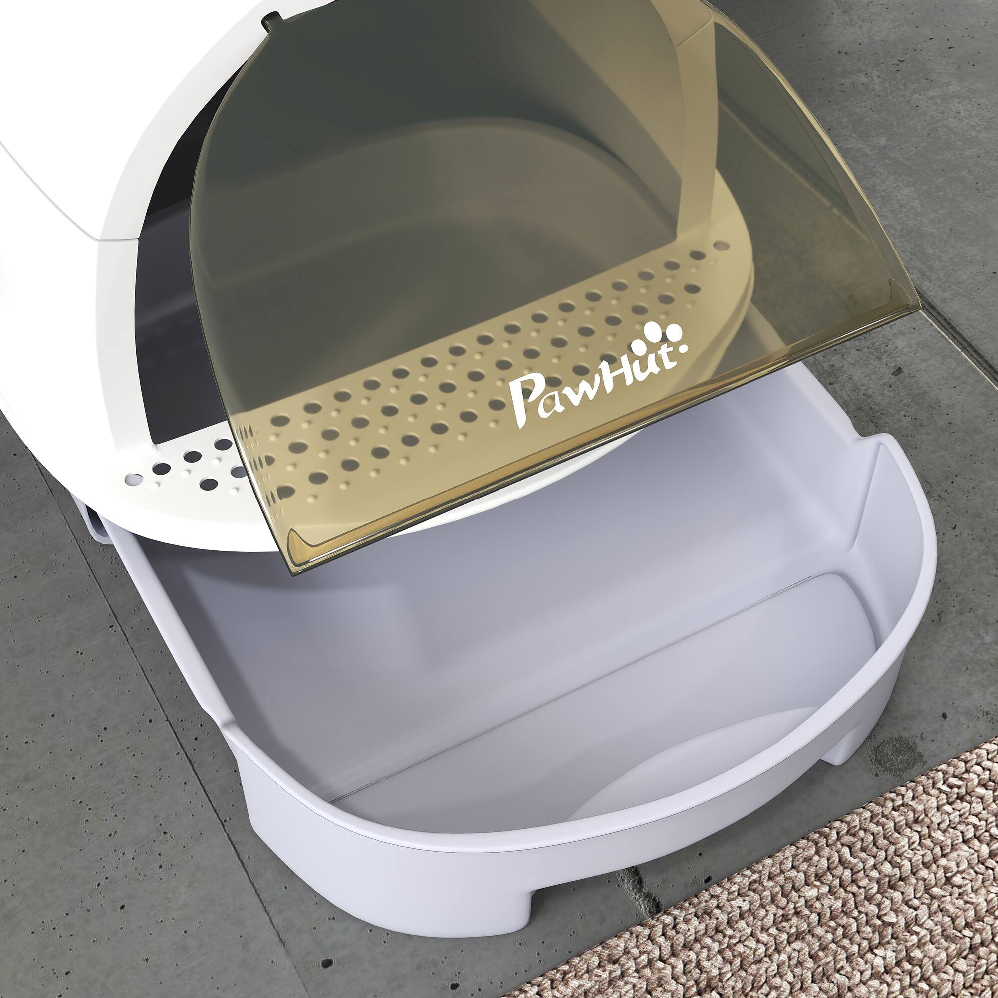 Alt View 4. Pawhut - Cat Litter Box, Covered Kitty Litter Box with Lid, Scoop, Deodorizing Bags for Odor Control, Privacy, Portable - Gray.