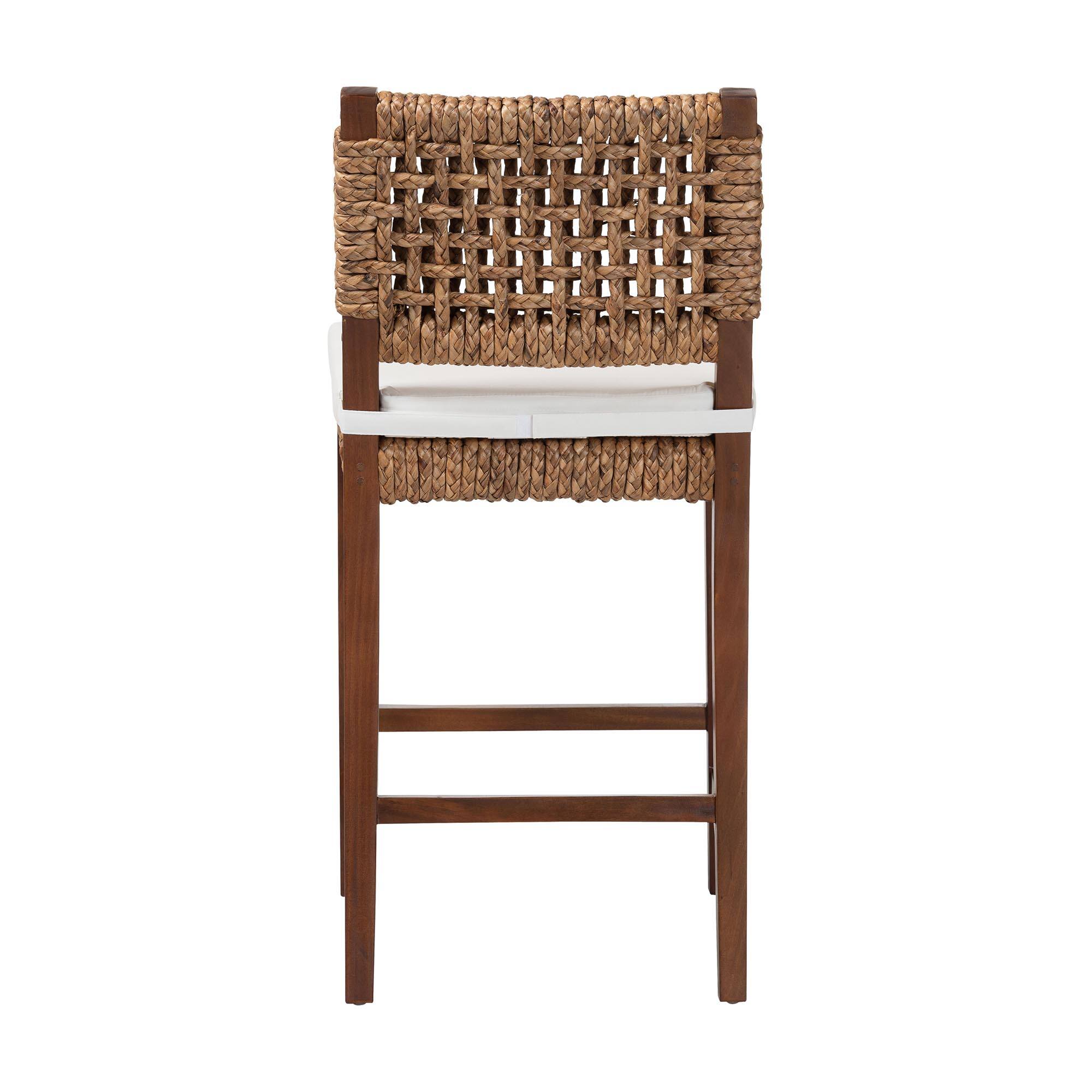 Back. bali & pari - Alise Handwoven Seagrass Counter Stool with Mahogany Wood Frame - Counter-Height Chair with Woven Back and Seat - Natural Brown/Earthy Brown.