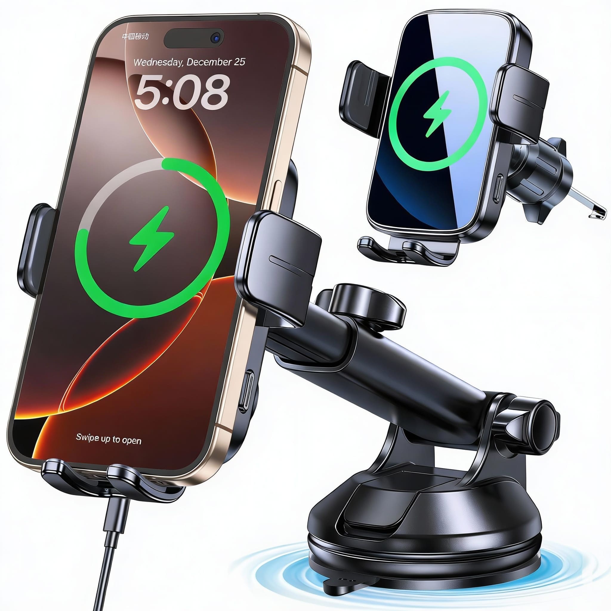 METALTON - Wireless Car Mount Phone For Auto Clamping Holder Charger Wind Vent Dash car Galaxy S24 S23 S22 Etc - Default