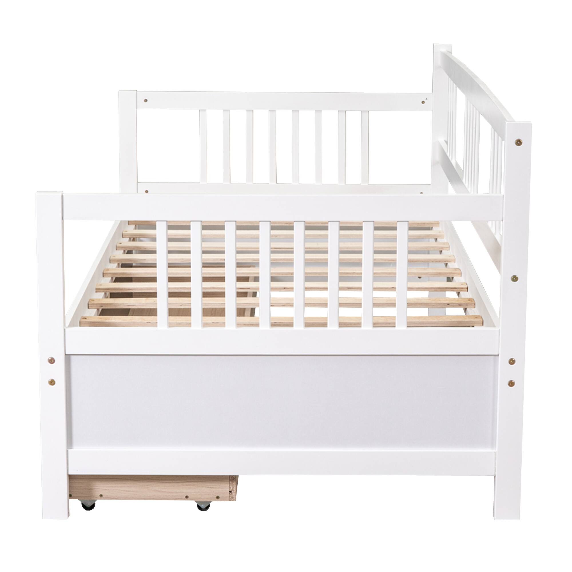 Alt View 7. Whisen - Wood Daybed with Two Storage Drawers, Multi-Functional Sofa Bed Frame - White.