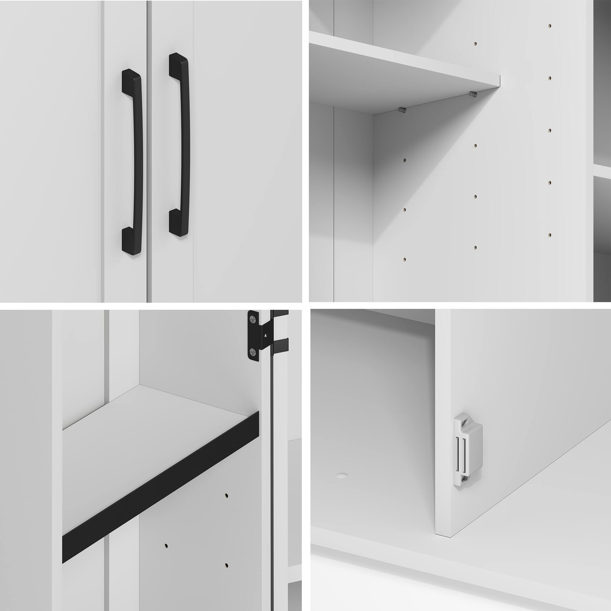 Alt View 3. Furinno - Robin Multipurpose Storage Cabinet, Pantry Cabinet, Kitchen Cabinet with 2 Doors, 71 H - White.